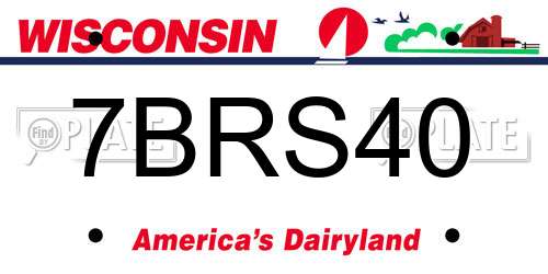 7BRS40 Wisconsin License Plate