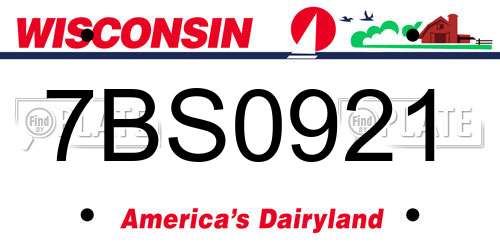 7BS0921 Wisconsin License Plate