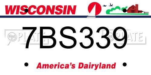 7BS339 Wisconsin License Plate