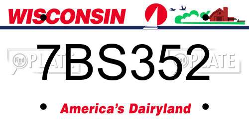 7BS352 Wisconsin License Plate