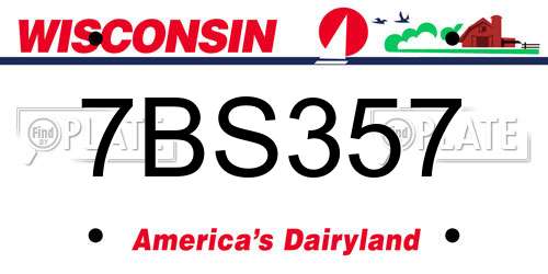 7BS357 Wisconsin License Plate