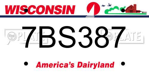 7BS387 Wisconsin License Plate