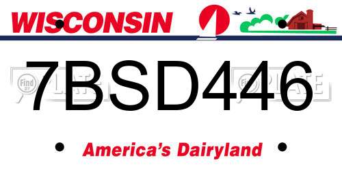 7BSD446 Wisconsin License Plate