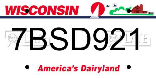7BSD921 Wisconsin License Plate