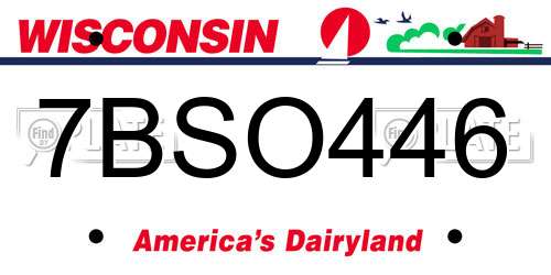7BSO446 Wisconsin License Plate