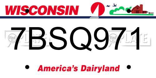 7BSQ971 Wisconsin License Plate