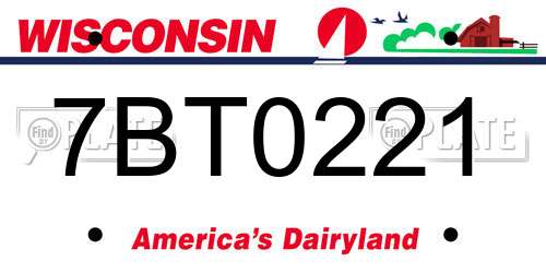 7BT0221 Wisconsin License Plate