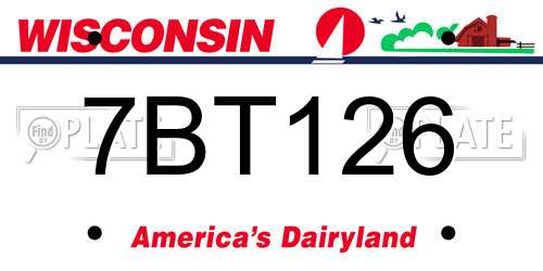 7BT126 Wisconsin License Plate