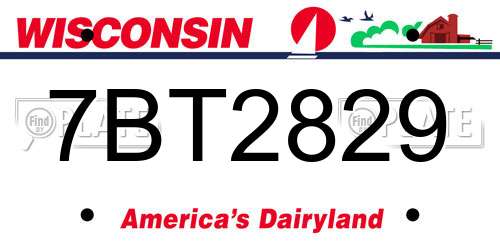 7BT2829 Wisconsin License Plate