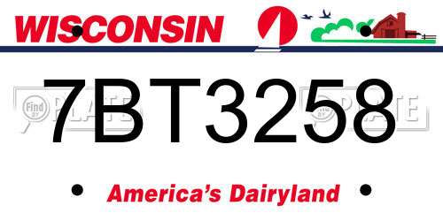 7BT3258 Wisconsin License Plate