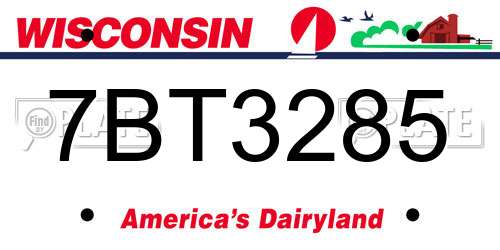 7BT3285 Wisconsin License Plate