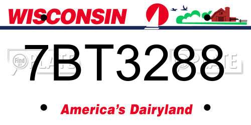 7BT3288 Wisconsin License Plate