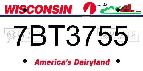 7BT3755 Wisconsin License Plate