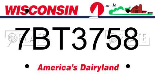 7BT3758 Wisconsin License Plate