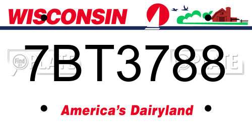 7BT3788 Wisconsin License Plate