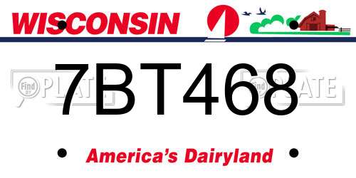 7BT468 Wisconsin License Plate