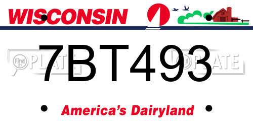 7BT493 Wisconsin License Plate