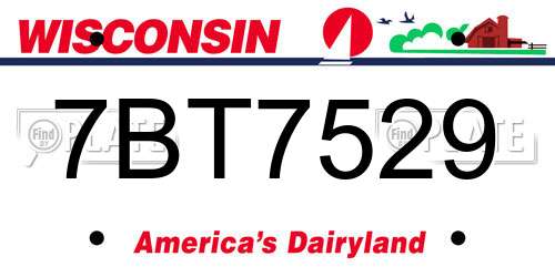 7BT7529 Wisconsin License Plate