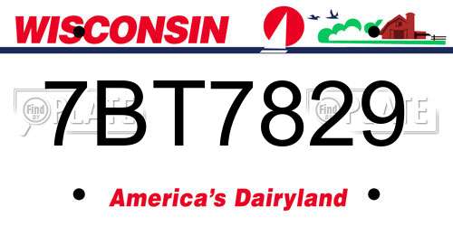7BT7829 Wisconsin License Plate