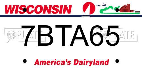 7BTA65 Wisconsin License Plate