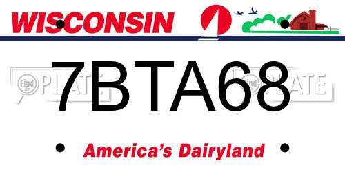 7BTA68 Wisconsin License Plate