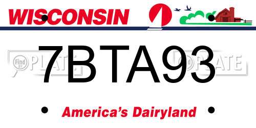 7BTA93 Wisconsin License Plate