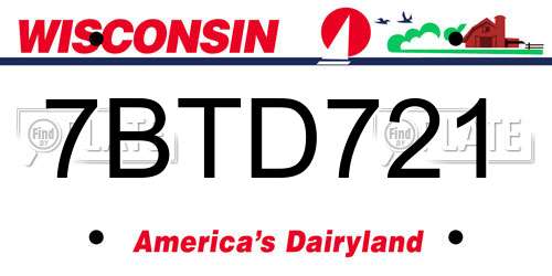 7BTD721 Wisconsin License Plate