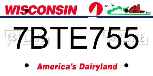 7BTE755 Wisconsin License Plate