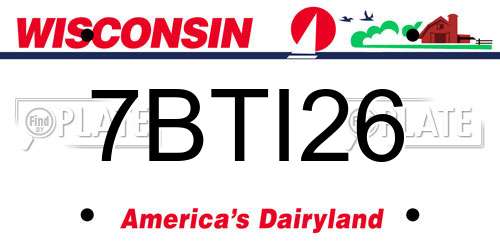 7BTI26 Wisconsin License Plate