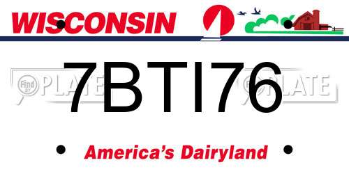 7BTI76 Wisconsin License Plate