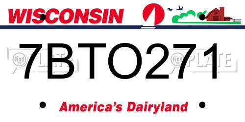 7BTO271 Wisconsin License Plate