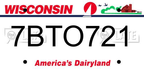 7BTO721 Wisconsin License Plate