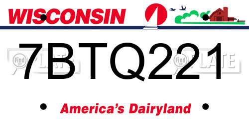 7BTQ221 Wisconsin License Plate