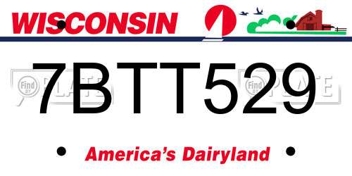 7BTT529 Wisconsin License Plate