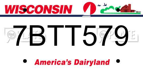 7BTT579 Wisconsin License Plate