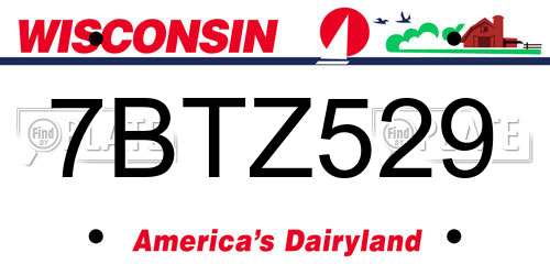 7BTZ529 Wisconsin License Plate