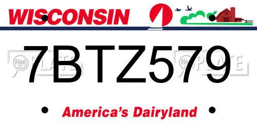 7BTZ579 Wisconsin License Plate