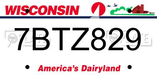 7BTZ829 Wisconsin License Plate