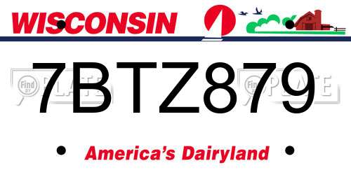 7BTZ879 Wisconsin License Plate