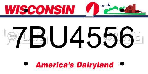 7BU4556 Wisconsin License Plate