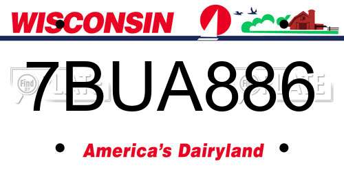 7BUA886 Wisconsin License Plate