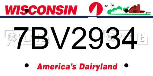 7BV2934 Wisconsin License Plate