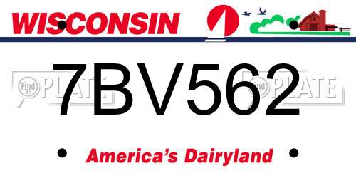 7BV562 Wisconsin License Plate