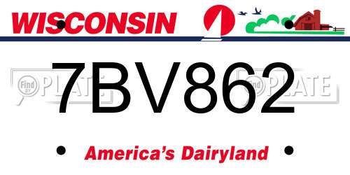 7BV862 Wisconsin License Plate