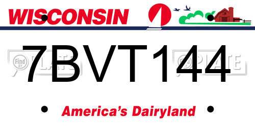 7BVT144 Wisconsin License Plate