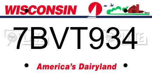 7BVT934 Wisconsin License Plate