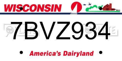 7BVZ934 Wisconsin License Plate