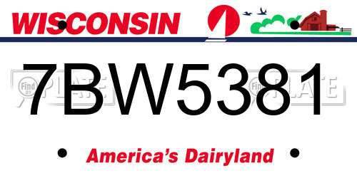 7BW5381 Wisconsin License Plate