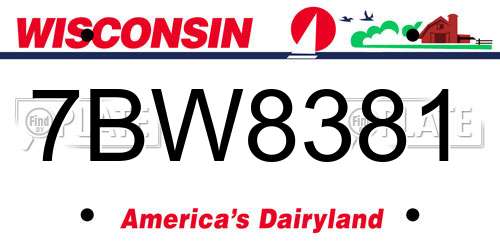 7BW8381 Wisconsin License Plate