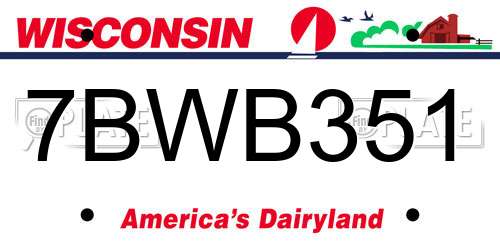 7BWB351 Wisconsin License Plate